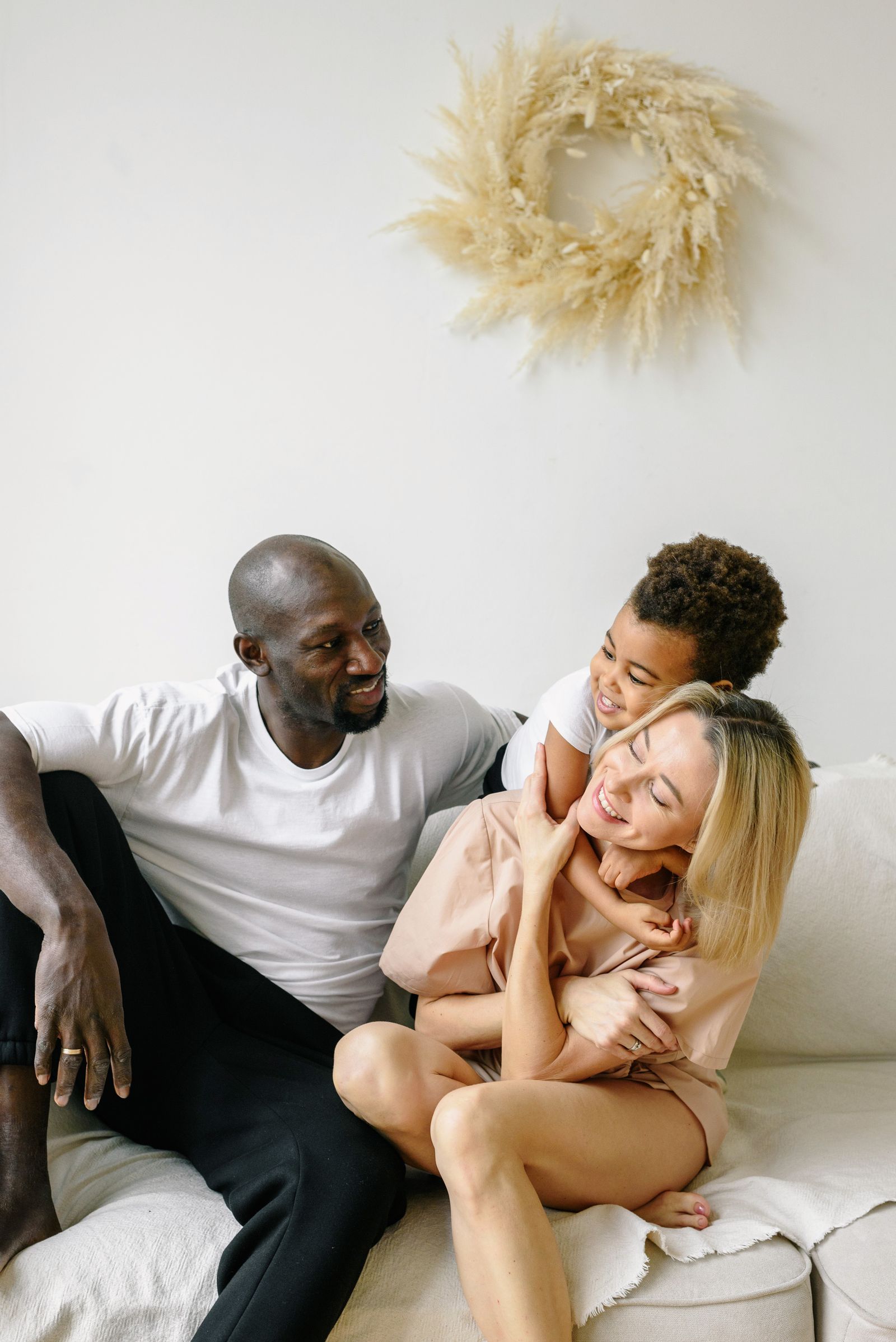 A family sharing a relaxed moment together at home